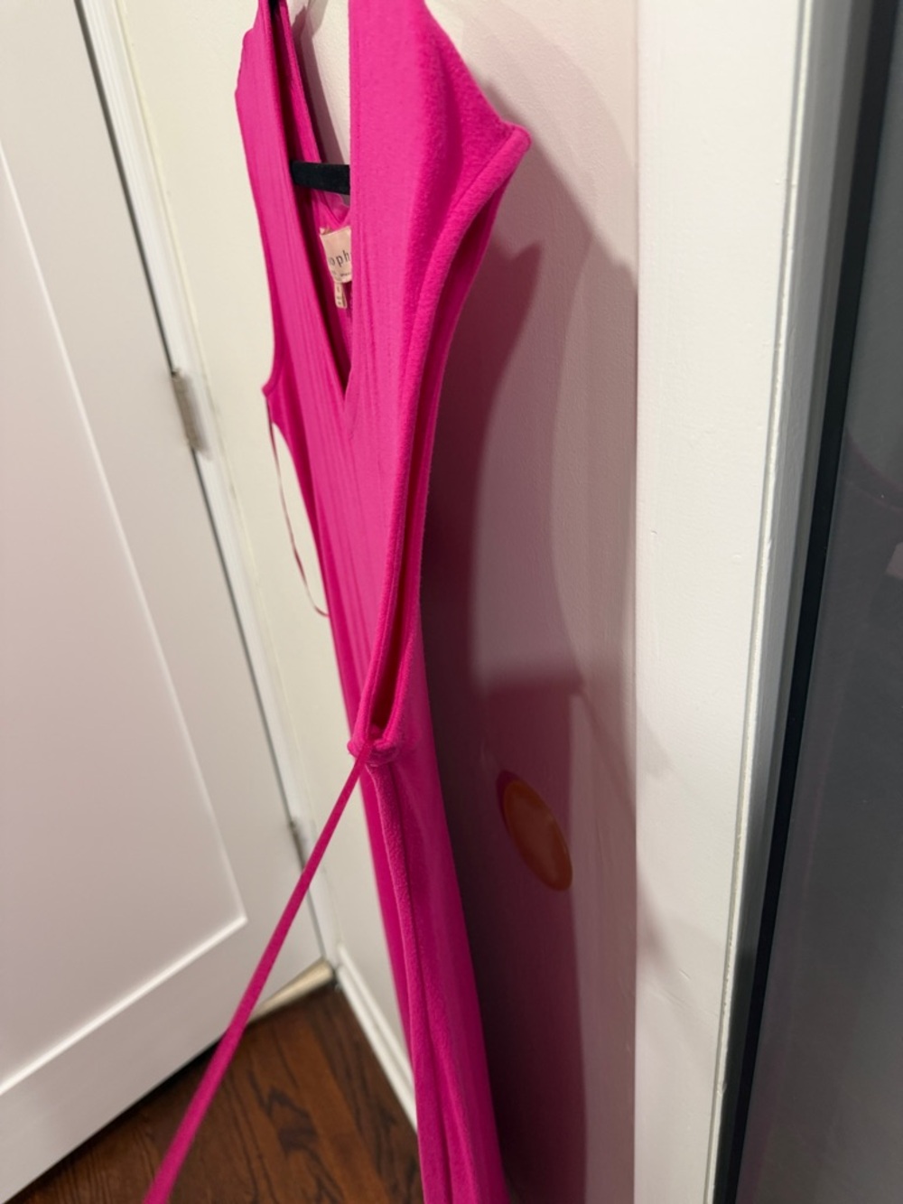 EUC Philosophy Hot Pink V-Neck Cap Sleeve Midi Dress Size XL 16-18 - Picture 4 of 6